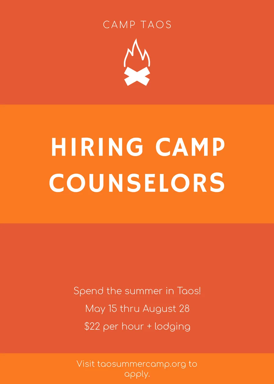 Hiring Camp Counselors announcements template