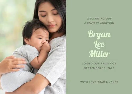 Welcoming our greatest addition - Bryan Lee Miller cards-baby-shower template