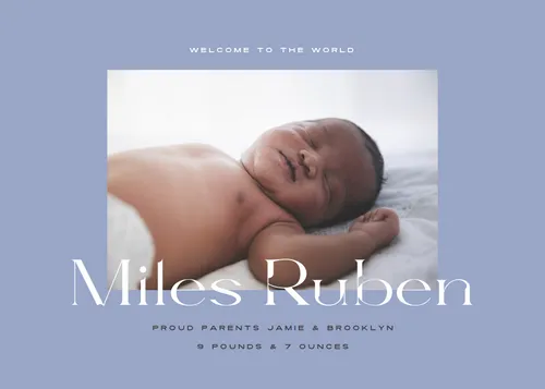 Welcome to the world - Miles Ruben cards-baby-shower template