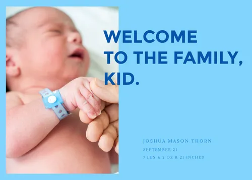 Welcome to the family, kid. cards-baby-shower template