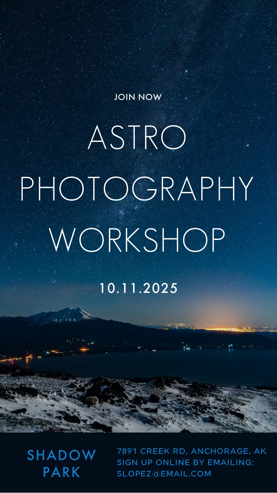 Astro Photography Workshop (IG Story) invitations template