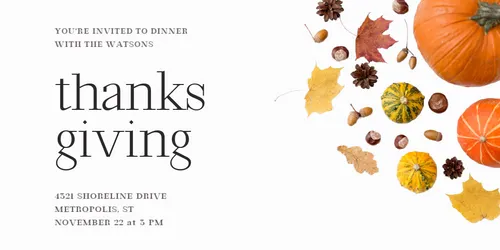 You're invited to dinner with the Watson's Thanksgiving (Twitter Post) cards-thanksgiving template