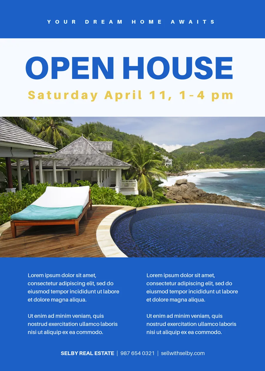 Open House (electric blue) Saturday April 11 invitations template
