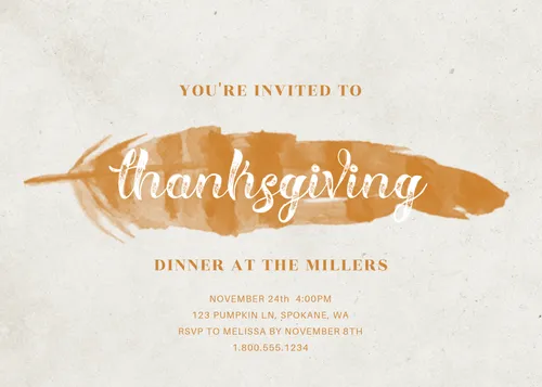You're invited to Thanksgiving dinner with the Miller's (brown/white) cards-thanksgiving template