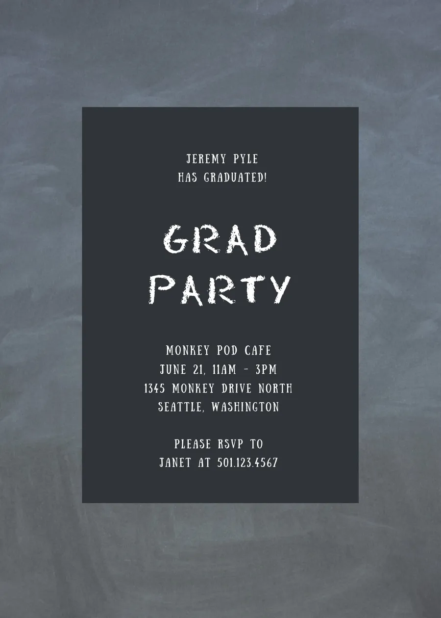 Grad party grey invitations-party template