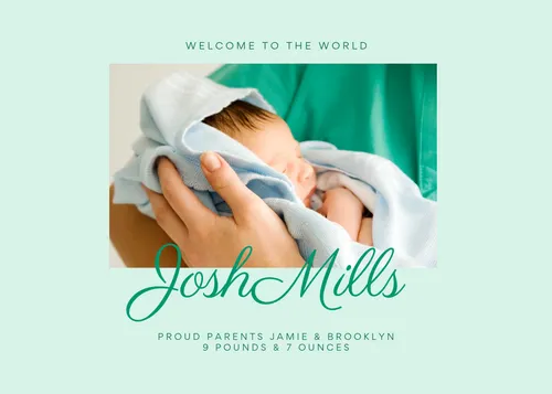Welcome to the world - Josh Mills cards-baby-shower template