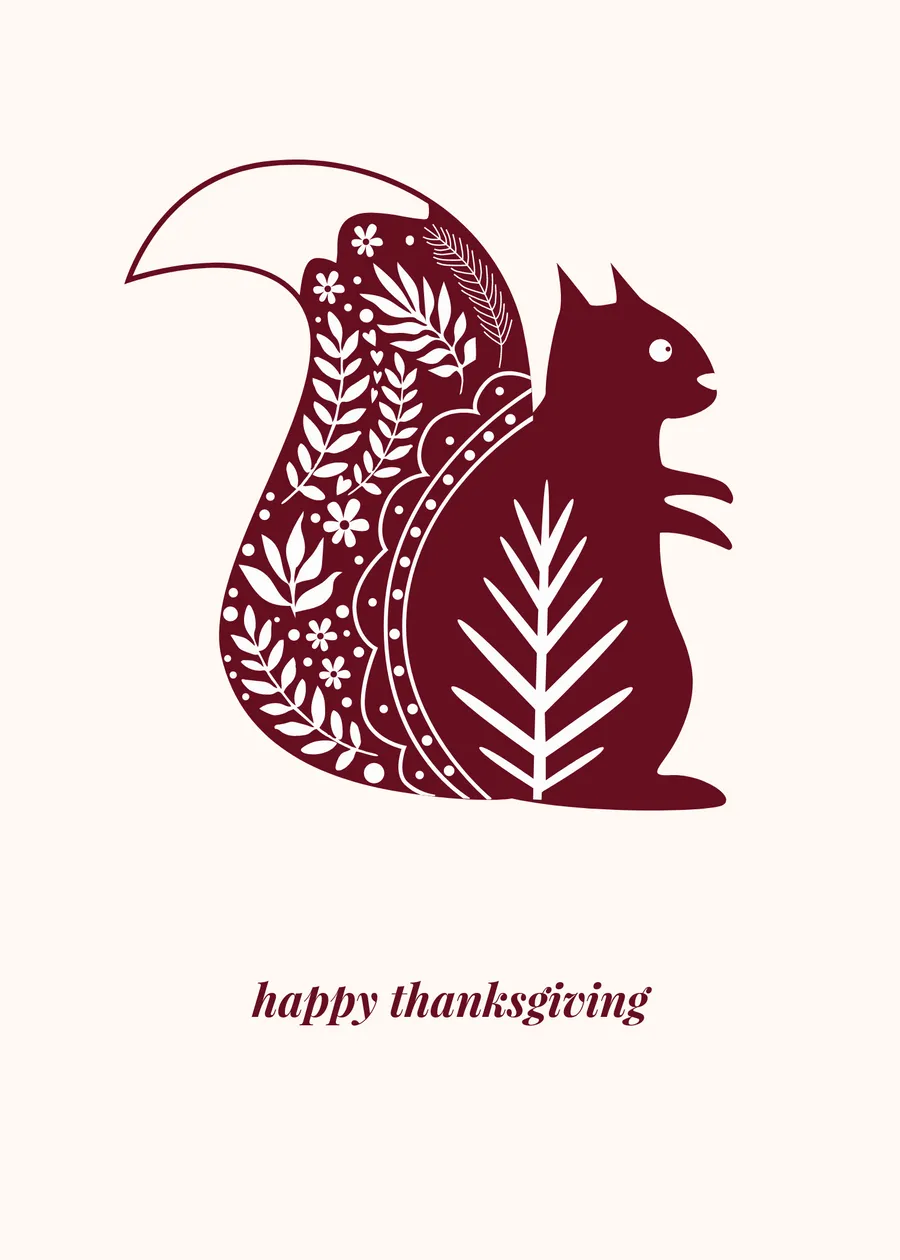 Happy Thanksgiving squirrel cards-thanksgiving template