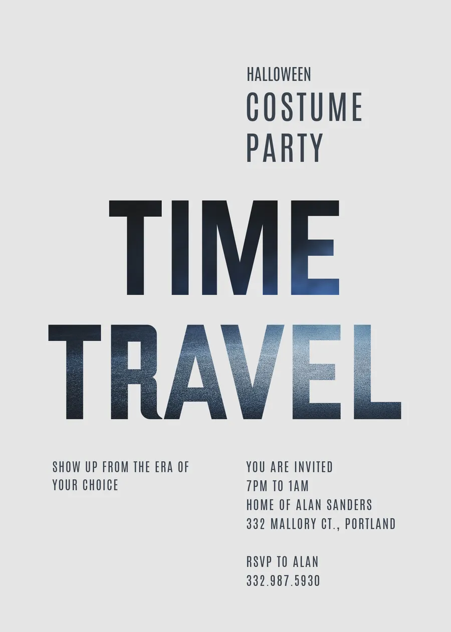 Halloween Costume Party Time Travel invitations template