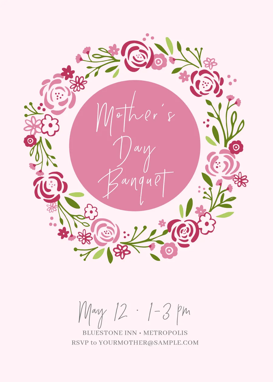 Mother's Day Banquet (pink) invitations template