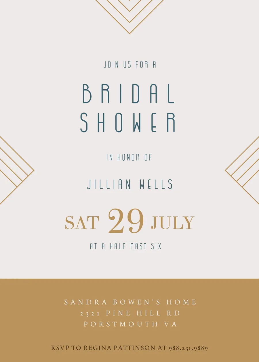 Join us in a Bridal Shower (BEIGE art deco font)