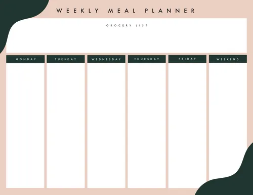 Simple Meal Planner planners template