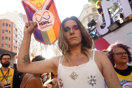 Редакционное стоковое изображение: Trans March during LGBTQ+ Pride celebrations, Sao Paulo, Brazil - 31 May 2024