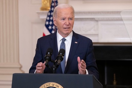 US President Joe Biden announces cease-fire proposal between Israel and Hamas and brief remarks on Trump hush money trial, Washington, District of Columbia, USA - 31 May 2024 에디토리얼 스톡 이미지
