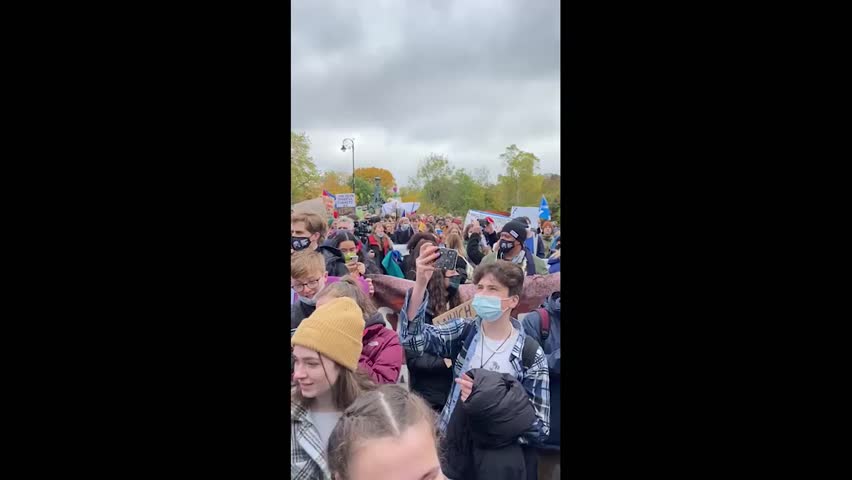 UK: Thousands Join Fridays For Future March During COP26 In Glasgow, Scotland 3, Glasgow, Scotland, UK, Glasgow, United Kingdom - 05 Nov 2021 Editorial Stock Video