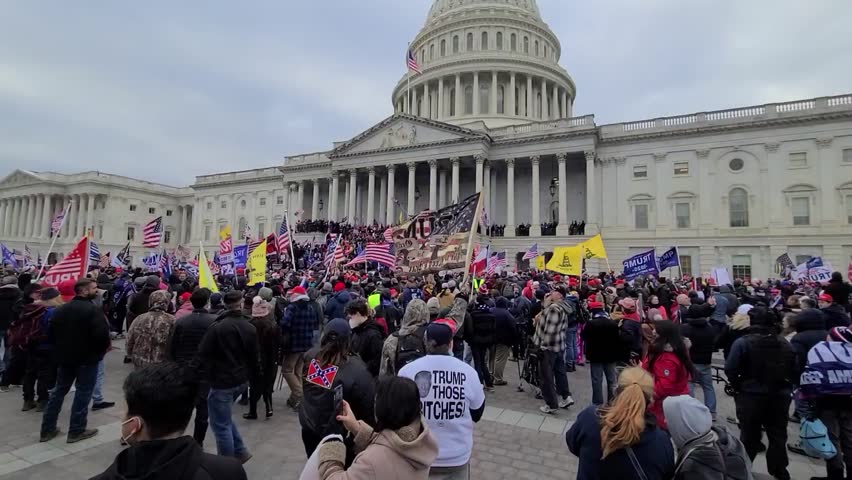 Capitol Storming - Crowds outside Capitol, CAPITOL, Washington, DC, USA - 06 Jan 2021 Editorial Stock Video