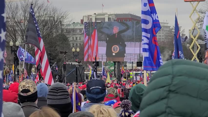Trump Speech and crowd Chanting "Hang The Traitors", Ellipse, Washington, DC, USA - 04 Jun 2021 Editorial Stock Video