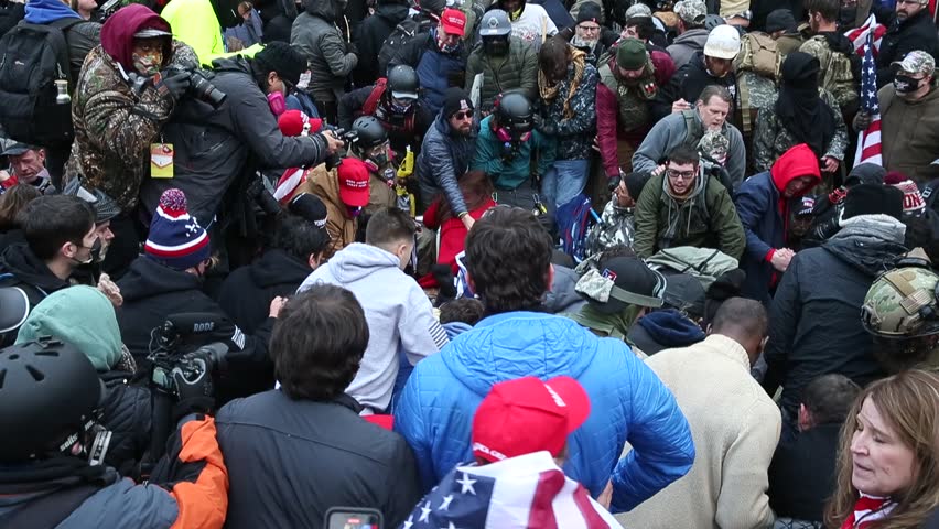 Pro-Trump riot in Washington DC, Capitol Hill, Washington, DC, District of Columbia, USA - 06 Jan 2021 Editorial Stock Video