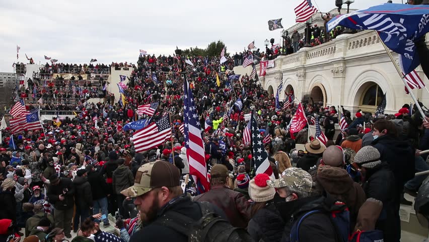 Pro-Trump riot in Washington DC, Capitol Hill, Washington, DC, District of Columbia, USA - 06 Jan 2021 Editorial Stock Video