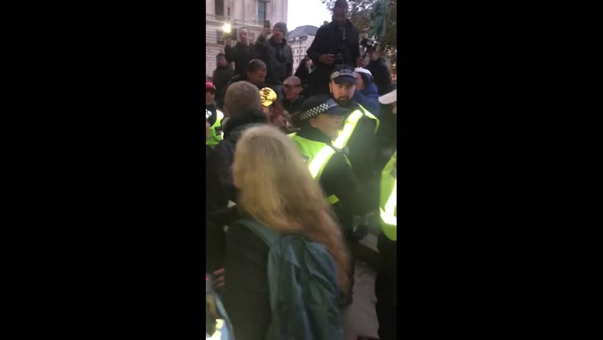 UK: Anti-Mask Protest Turns Violent Near London Parliament Square, Parliament Square, London, UK, United Kingdom - 05 Nov 2021 Editorial Stock Video