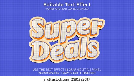 3d 편집 가능한 텍스트 효과 Super Deals는 브랜딩 또는 포스터 목적에 적합합니다. 스톡 벡터