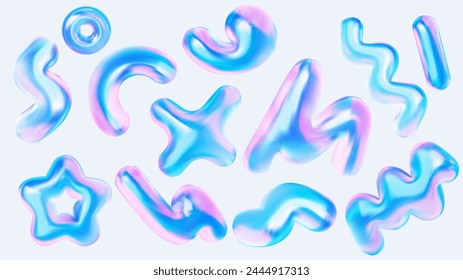 さまざまな形態の3D液体抽象化。  
のベクター画像素材