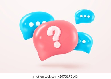 3d question mark icon sign or ask FAQ and QA answer solution information. Have a question, question answer sign or problem with speech bubbles  concept. 3d icon vector rendering illustration: stockvector