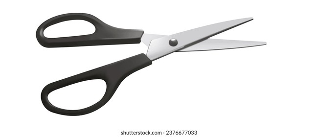3D Realistic Open Scissors With Black Handles. EPS10 Vector Stock-vektor