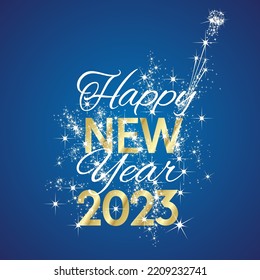 2023 Happy New Year stardust firework gold white blue background vector Stock-vektor