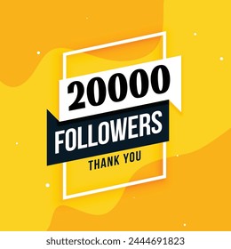 20k Thank you followers congratulation card. Vector illustration for Social Networks. Web user or blogger celebrates a large number of subscribers. स्टॉक वेक्टर