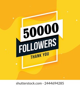50k Thank you followers congratulation card. Vector illustration for Social Networks. Web user or blogger celebrates a large number of subscribers. स्टॉक वेक्टर