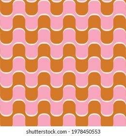 70s retro vintage wavy pattern in gold and pink Stock Vector