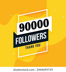 90k Thank you followers congratulation card. Vector illustration for Social Networks. Web user or blogger celebrates a large number of subscribers. स्टॉक वेक्टर