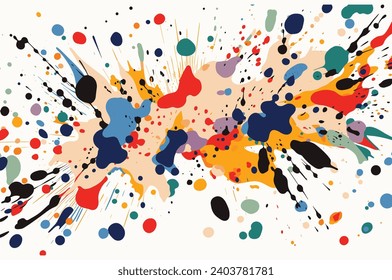 Colorful Paint Splash Pattern on White Beige, Nature Inspired Motifs, Free Brushwork, Memphis Design, Floral Explosions, Patterns 库存矢量图