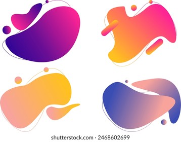 Colorfull Abstract Shapes. Neon Color Shapes With Gradient And Abstract Shapes. Liquid Shape Background. - Vector στοκ