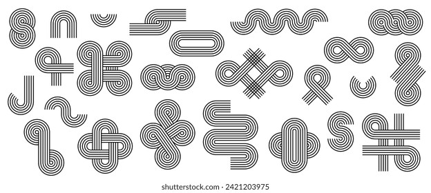 Collection de motifs géométriques abstraits rayés isolés sur fond blanc. Barrage modifiable. Illustration vectorielle. : image vectorielle de stock