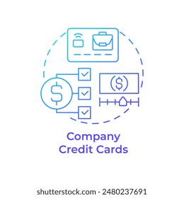 Company credit cards blue gradient concept icon. Corporate spending, economic stability. Round shape line illustration. Abstract idea. Graphic design. Easy to use in infographic, presentation Stockvektor