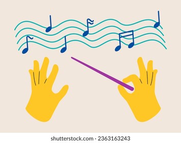 Conductor's hands. Colorful vector illustration
 Stockvektor