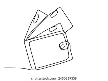 Стоковое векторное изображение: Continuous one single line drawing Credit Debit Cards