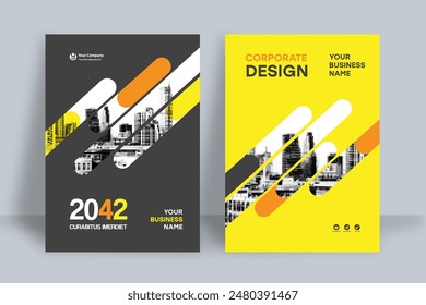 Corporate Book Cover Design Template in A4. Can be adapt to Brochure, Annual Report, Magazine,Poster, Business Presentation, Portfolio, Flyer, Banner, Website. Vektor Stok