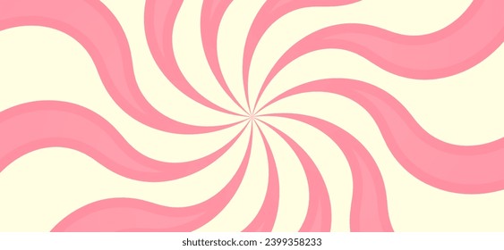 Candy striped background. Christmas sweet texture. Spiral pink pattern of rays. Stock-vektor