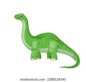 Cartoon Brontosaurus dinosaur character. Paleontology reptile, Jurassic era lizard isolated vector cute mascot. Extinct reptile, prehistoric animal or herbivore dinosaur funny personage with long neck Stock-vektor