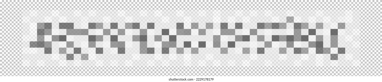 El efecto de la censura es la textura a cuadros. Pixel mosaico horizontal que oculta texto, imagen u otro contenido prohibido sobre fondo transparente. Ilustración gráfica del vector Vector de stock