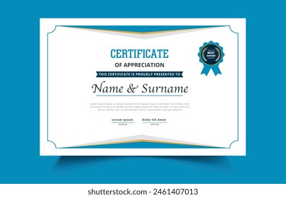 Certificate Template with Blue and Silver Color Variation for multipurpose use like Achievement, Diploma, Award, Graduation, Completion, Appreciation etc.: stockvector