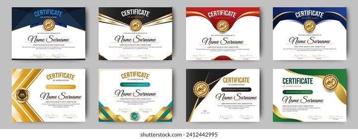Certificates of appreciation template design with luxury badge. For award, business, and education needs. Diploma vector template
 Stock-vektor