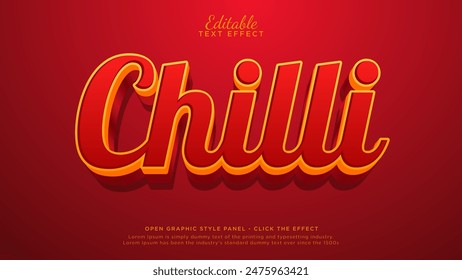Chilli editable text effect. Spicy text mockup template Stockvektor