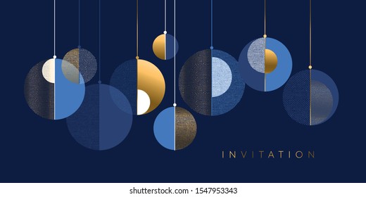 Christmas abstract baubles elegant geometric header. Lux and business vibes laconic xmas design element for card, header, invitation, poster, social media, post publication.
 Stock Vector