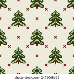 Christmas Holiday Scandinavian Patchwork Decorative Seamless Pattern vector Illustration. Immagine vettoriale stock