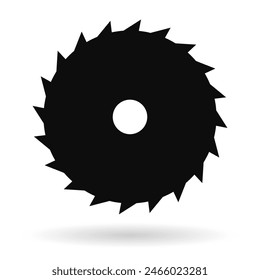 Circular saw blade vector icon isolated on white background. Simple black shape illustration of rotating saw blade. Arkistovektorikuva