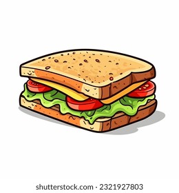 Club sandwich. Sandwich hand-drawn illustration. Vector doodle style cartoon illustration Stock-vektor