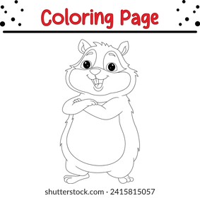 jolie page de coloration de hamster pour enfants : image vectorielle de stock